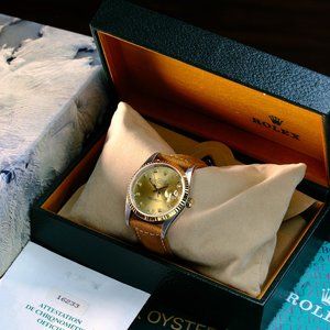 MEN'S ROLEX DATEJUST CHAMPAGNE DIAL FLUTED 36MM WATCH ORIGINAL BOX & PAPERS